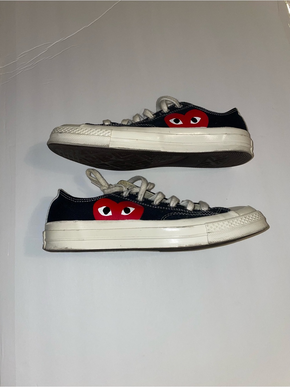 Converse Low-Top Sneakers in Black with Red Heart Graphic